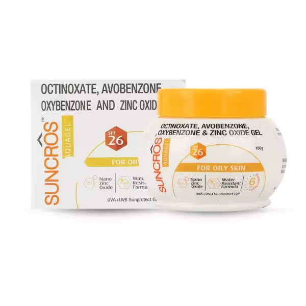 Suncros SPF 26 Aqua Sunscreen with Zinc Oxide | Water Resistant Gel