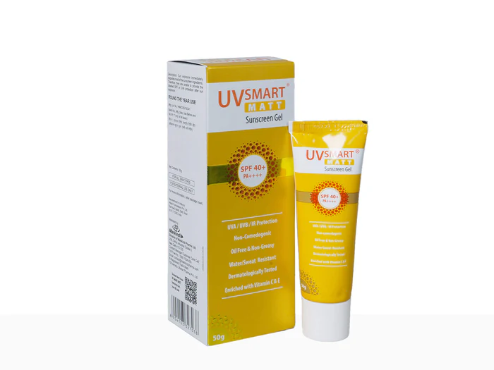 UVsmart Matt Sunscreen Gel SPF 40+ PA++++ | UVA/UVB/IR Protection | Oil-Free, Non-Greasy & Water/Sweat Resistant