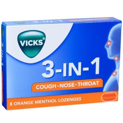 Vicks 3 IN 1 Orange Menthol Lozenges