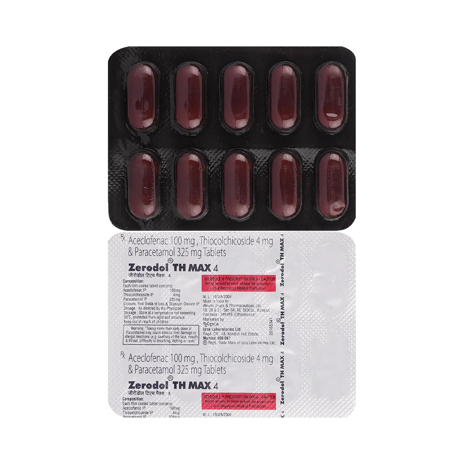 Zerodol TH Max 4mg/100mg/325mg Tablet