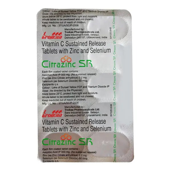 Citrazinc SR + Vitamin C Sustained Release Tablet with Zinc and Selenium