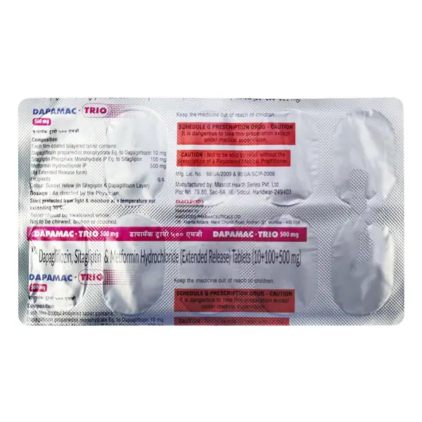 Dapamac Trio 10mg/500mg/100mg Tablet