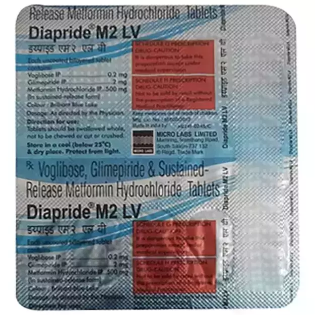 Diapride M2 LV 2mg/500mg/0.2mg Tablet SR