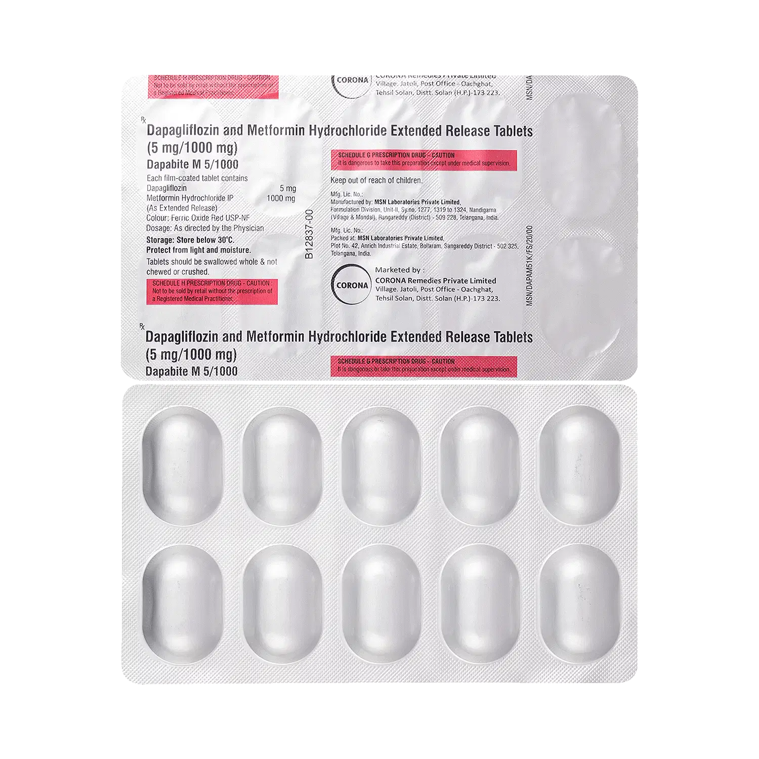 Dapabite M 5mg/1000mg Tablet