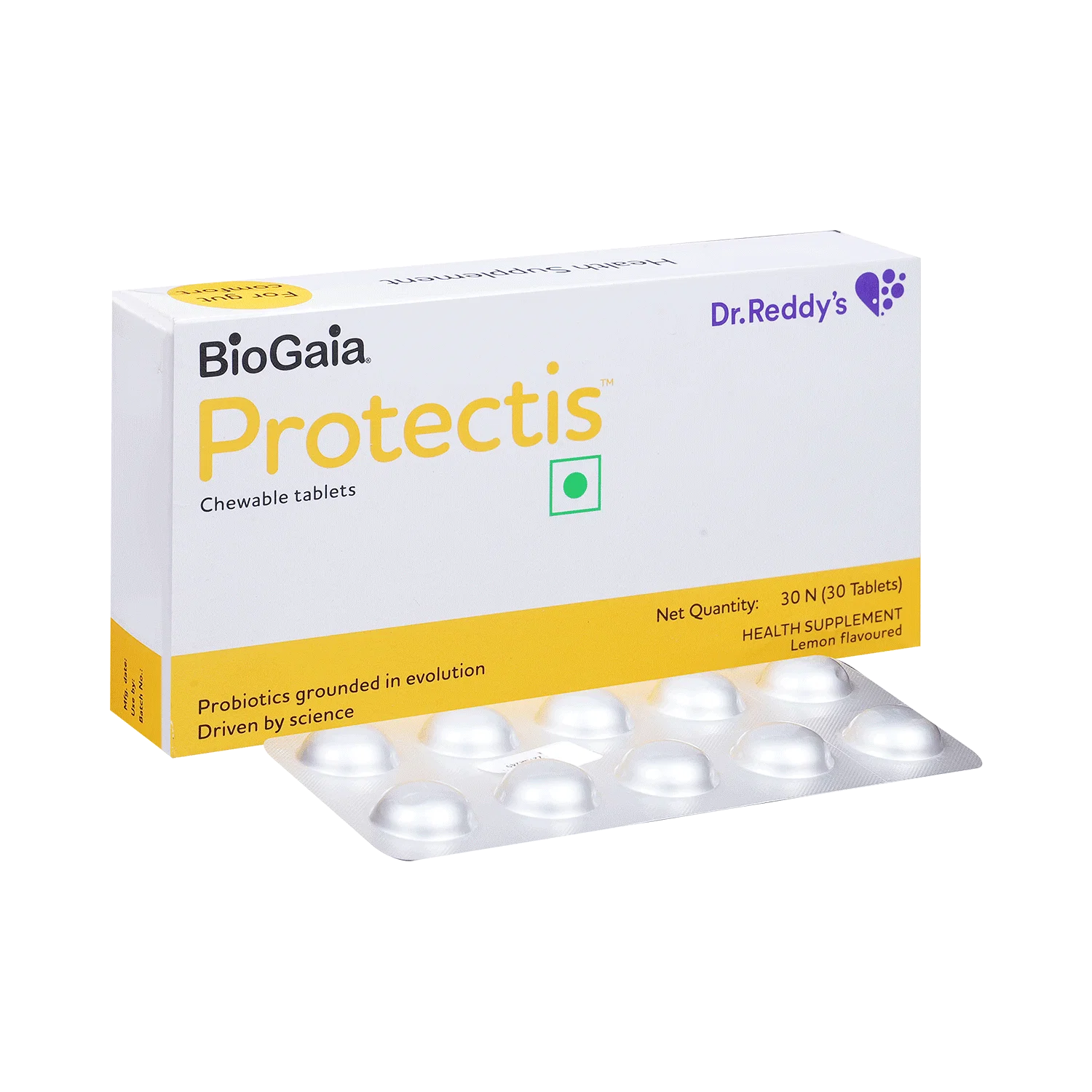 Biogaia Protectis Probiotic Chewable Tablet for Gut Health | Flavour Lemon