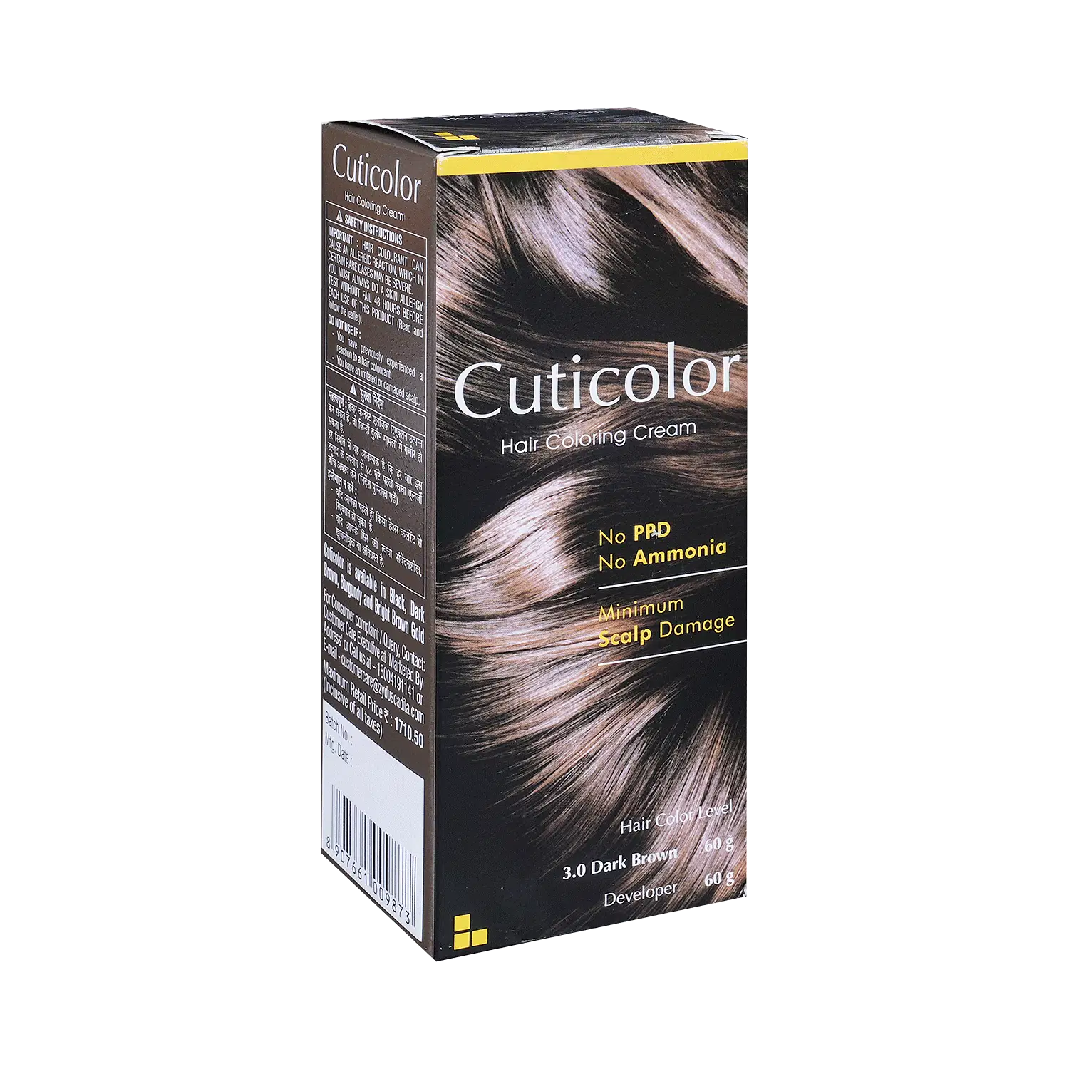 Cuticolor Dark Brown Hair Coloring Cream | PPD & Ammonia-Free