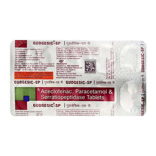 Gudgesic SP 100mg/325mg/15mg Tablet