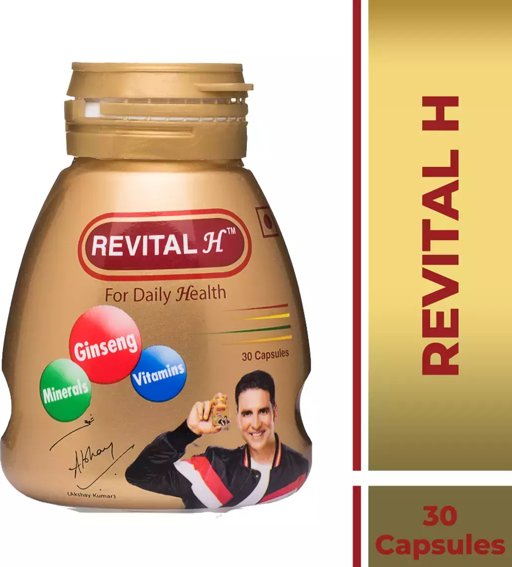 Revital H Men Multivitamin with Calcium, Zinc & Ginseng for Immunity, Strong Bones & Energy