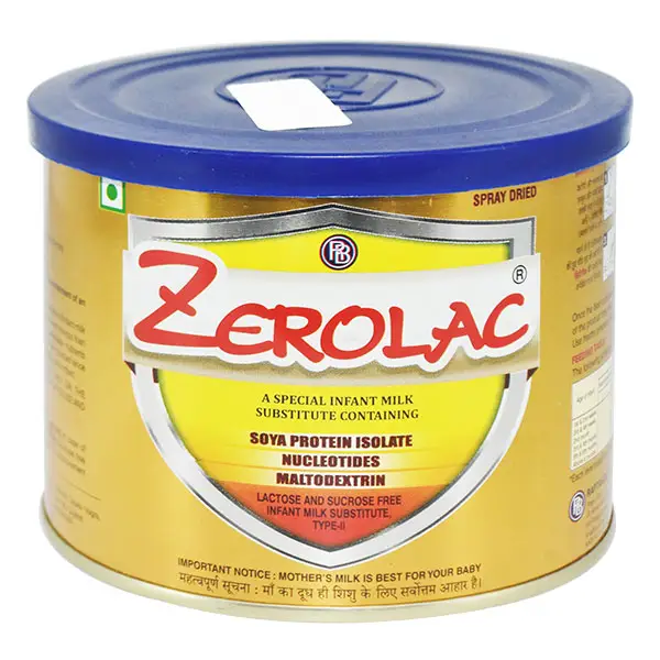 Zerolac Powder with Soy Protein Isolate, Nucleotides & Maltodextrin for Infants | Lactose & Sucrose Free