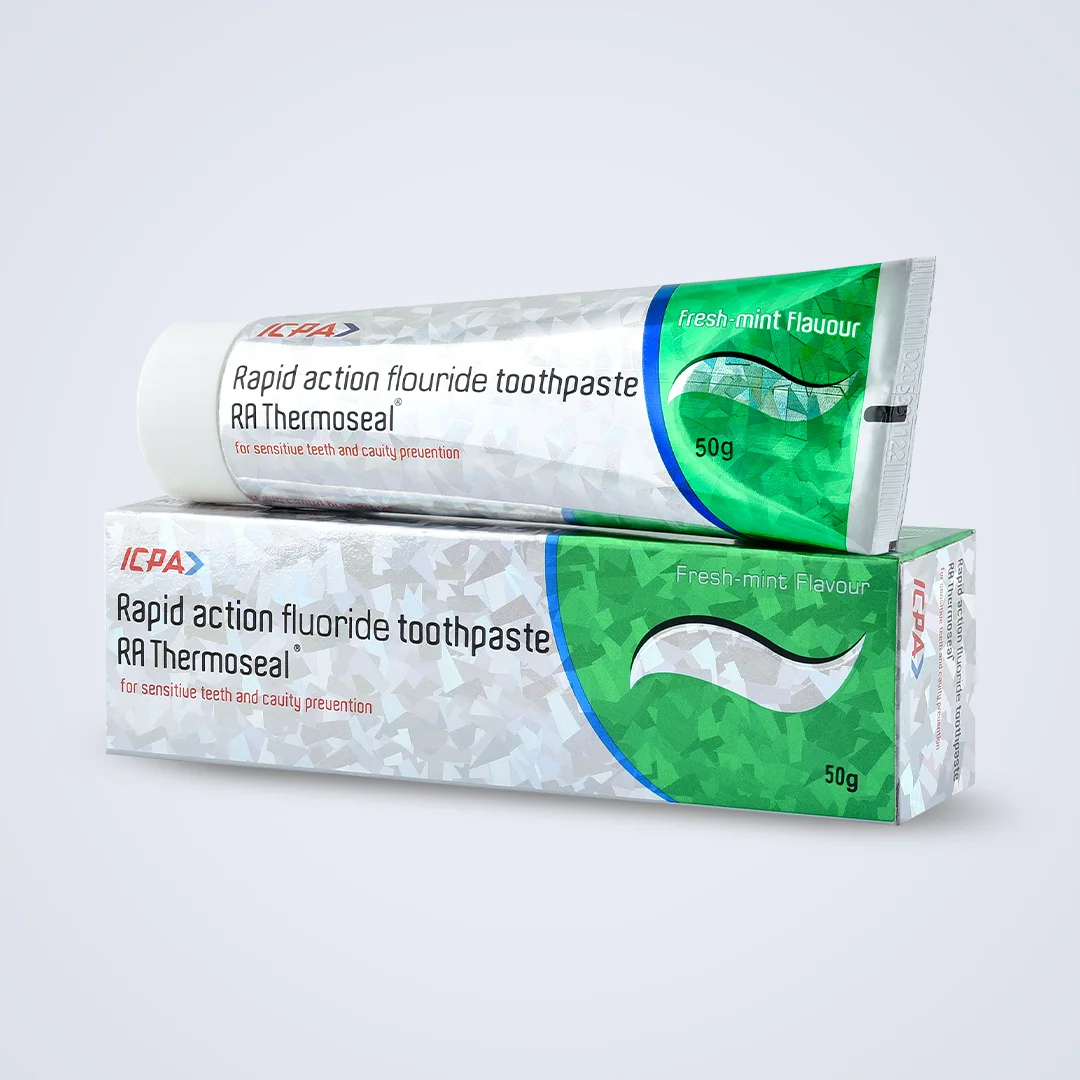 RA Thermoseal Rapid Action Fluoride Toothpaste | For Sensitive Teeth & Cavity | Flavour Fresh Mint 50gm