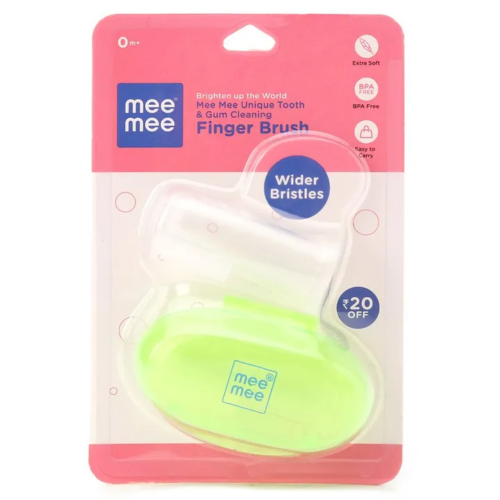 Mee Mee Unique Finger Brush with Cover Green