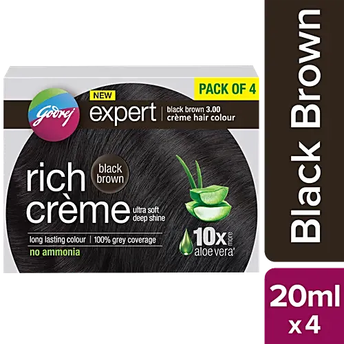 Godrej Expert Rich Creme Hair Colour - Black Brown, Long-Lasting, 100% Grey Coverage, No Ammonia