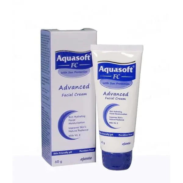 Aquasoft FC Advanced Facial Cream with Sun Protection | Paraben-Free Face Care Product with Vitamin E 60gm