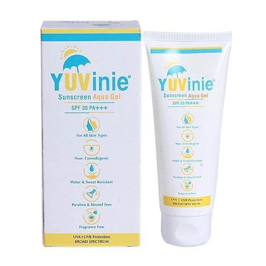 Yuvinie Sunscreen Aqua SPF 30 PA+++ Gel | For UVA/UVB Protection | All Skin Types | Paraben-Free