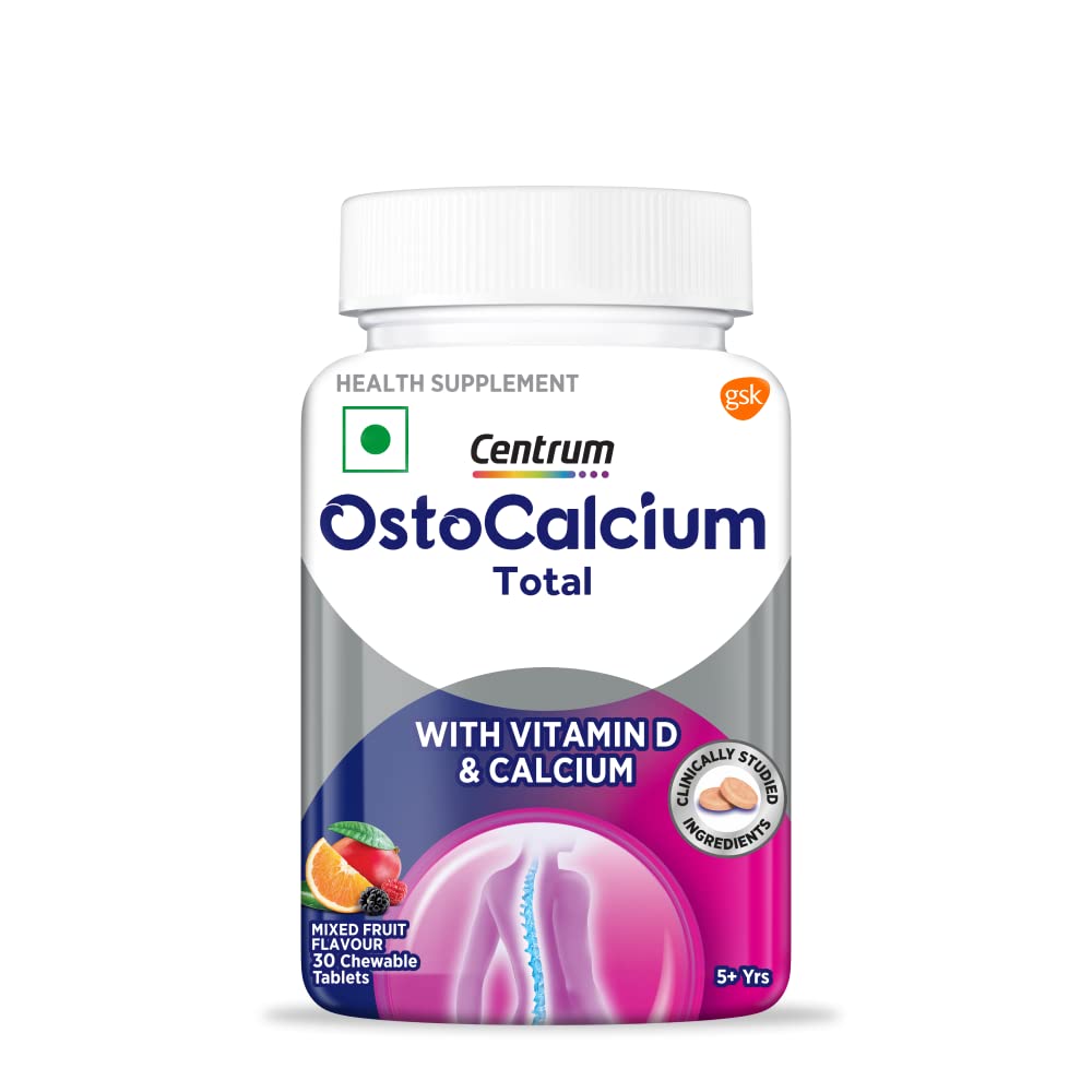 Ostocalcium Total, Vitamin D & Calcium to Support Strong Bones, Joints & Muscles (Veg) Mixed Fruit