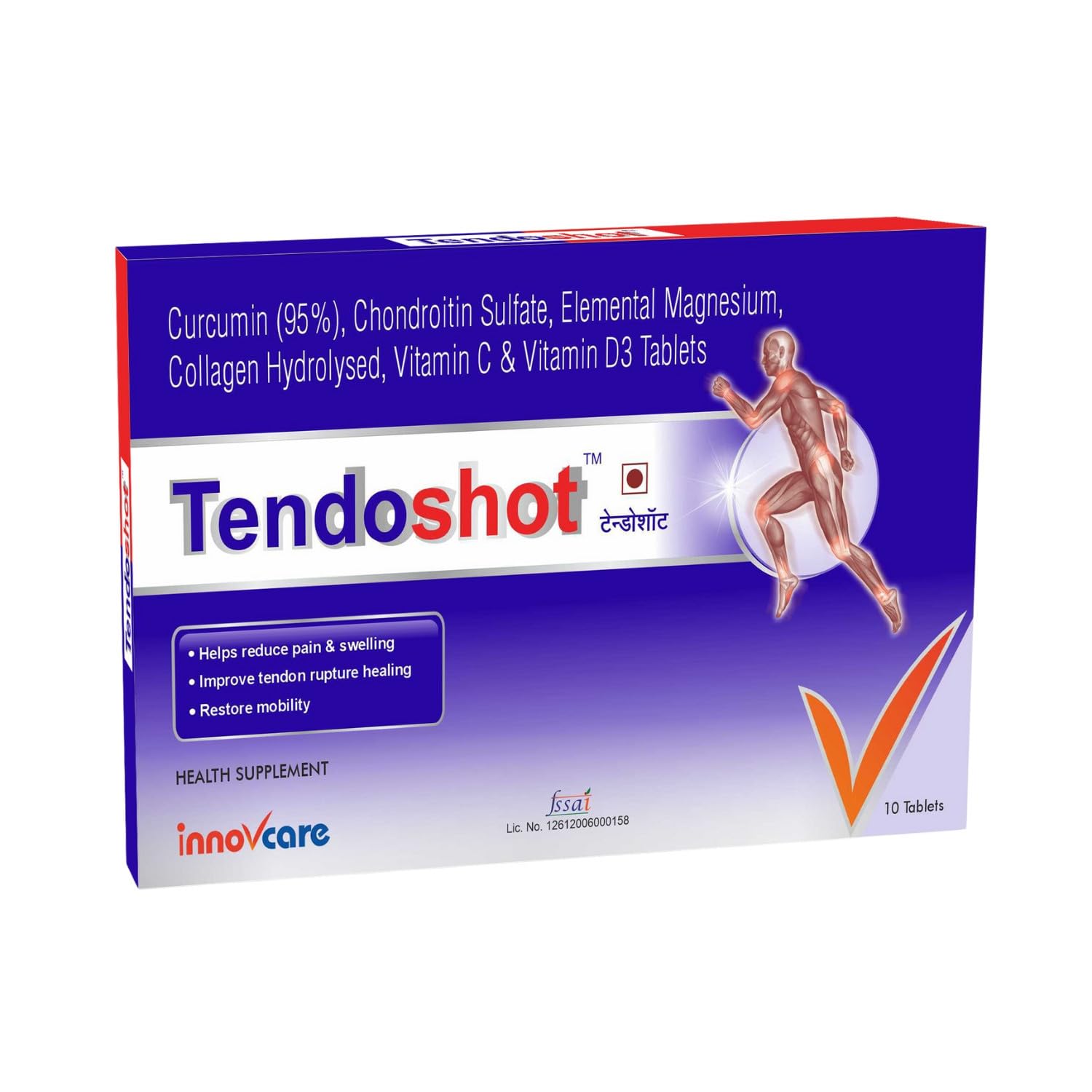 Tendoshot Capsule with Curcumin, Chondroitin, Magnesium, Collagen Type I, Vitamin C & D3