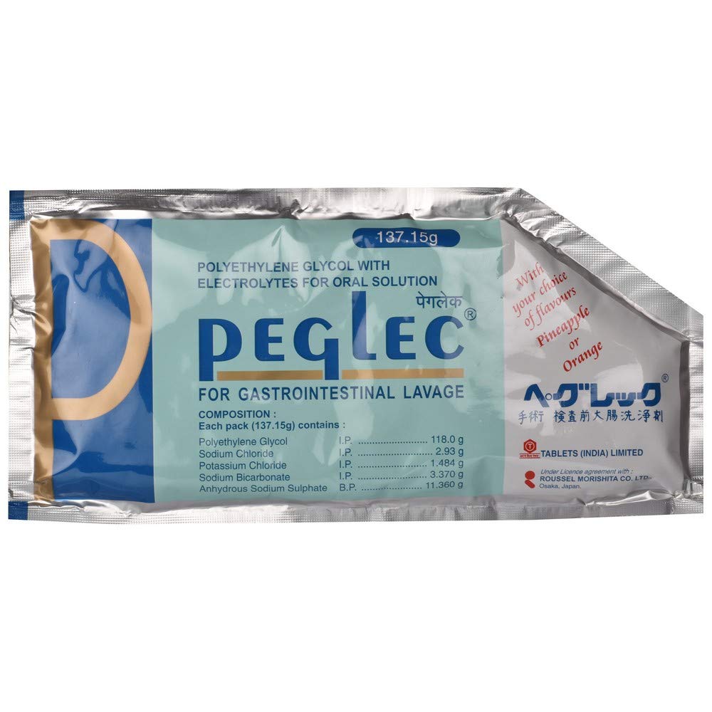 Peglec Powder with Polyethylene Glycol & Electrolytes for Gastrointestinal Lavage