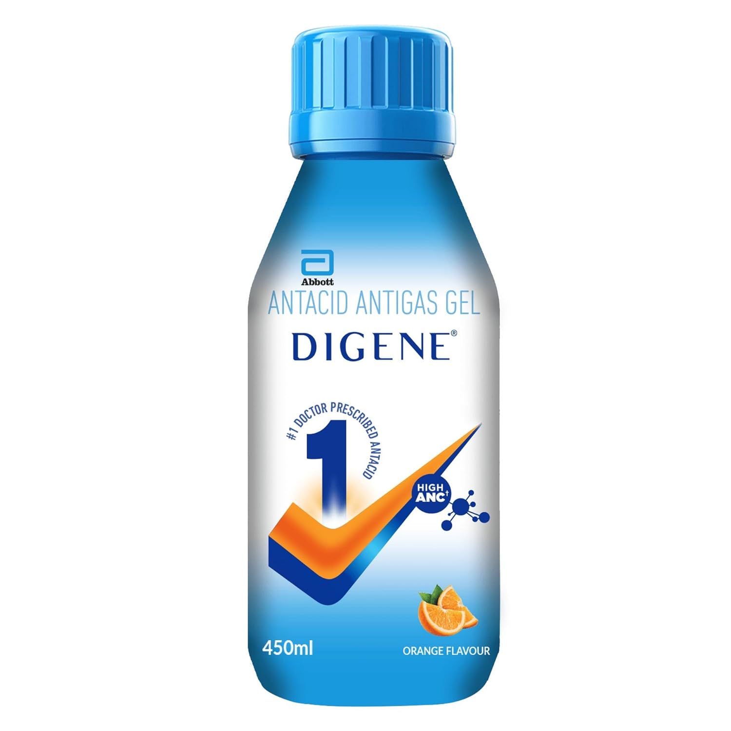 Digene Antacid Antigas Gel | For Acidity, Gas, Heartburn & Stomach Care | Flavour Orange 450ml