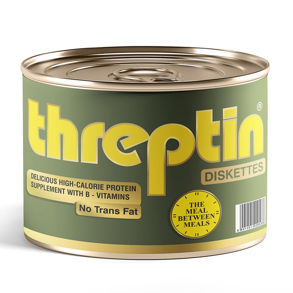 Threptin High-Calorie Protein Supplement with B-Vitamins for Hunger Pangs | Flavour Vanilla Diskette 275gm