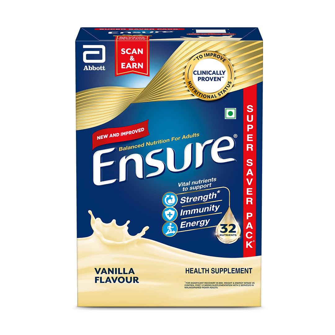 Ensure Powder Complete Balanced Drink for Adults | For Strength, Immunity & Energy | With Essential Vitamins | Nutrition Formula Vanilla 950gm