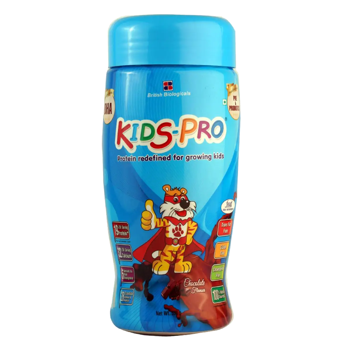 Kids-Pro Protein with DHA, Pre & Probiotics | For Growing Children | Flavour Chocolate Powder 500gm