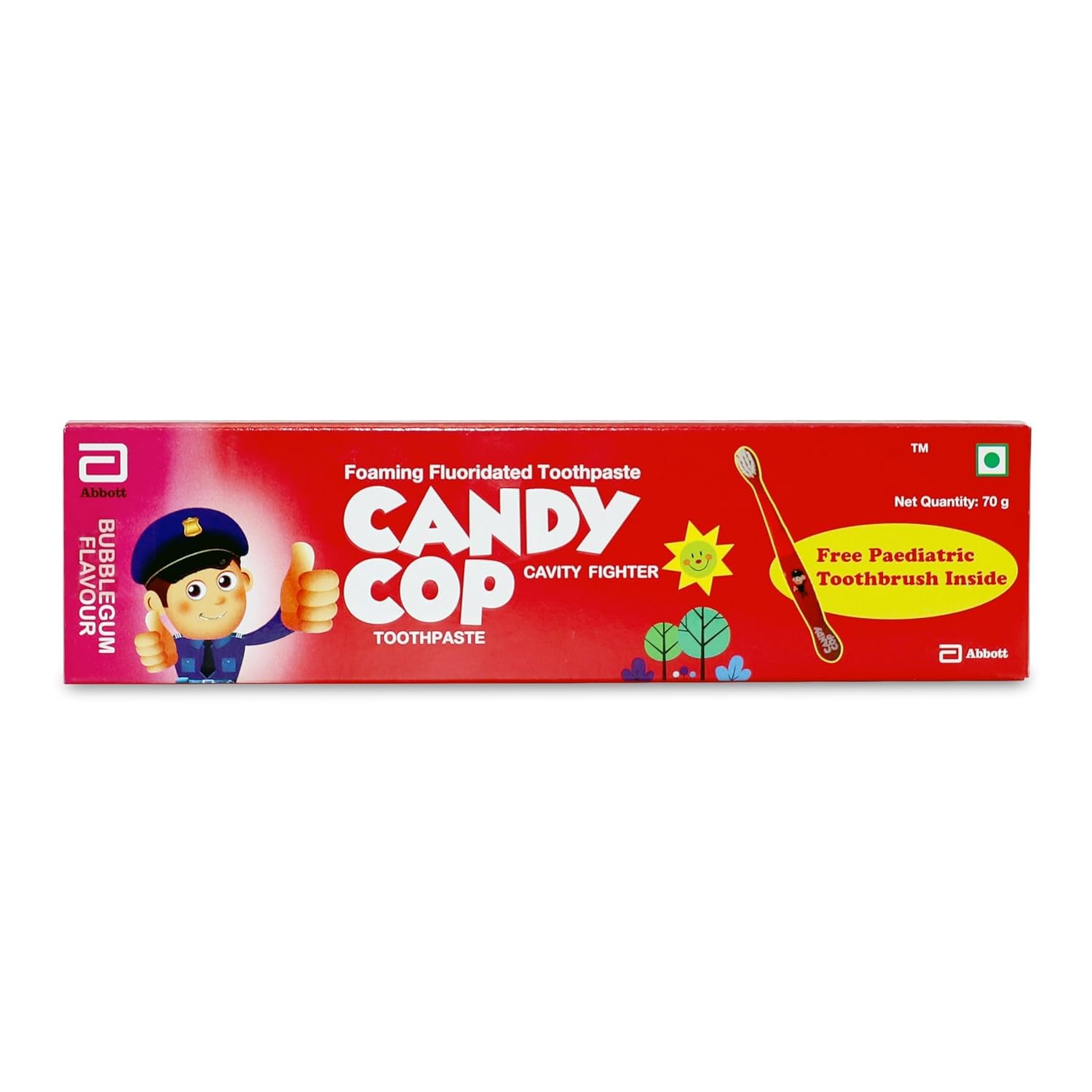 Candy Cop Foaming Fluoridated Toothpaste Bubblegum with Paediatric Toothbrush Inside Free