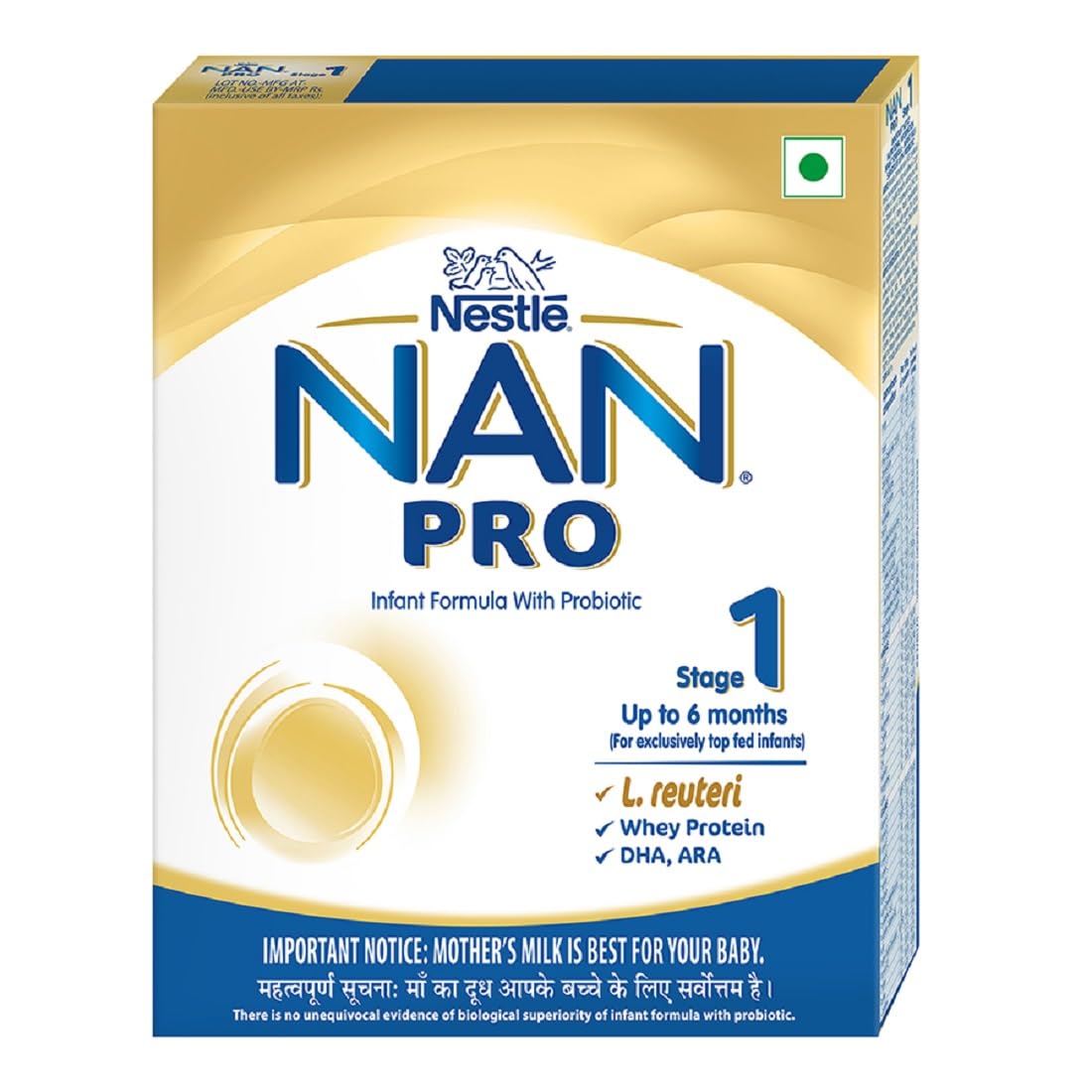 Nestle Nan Pro 1 Infant Formula for Babies (Up to 6 Months) | With Probiotics, L-Reuteri, Whey Protein, DHA & ARA | Refill