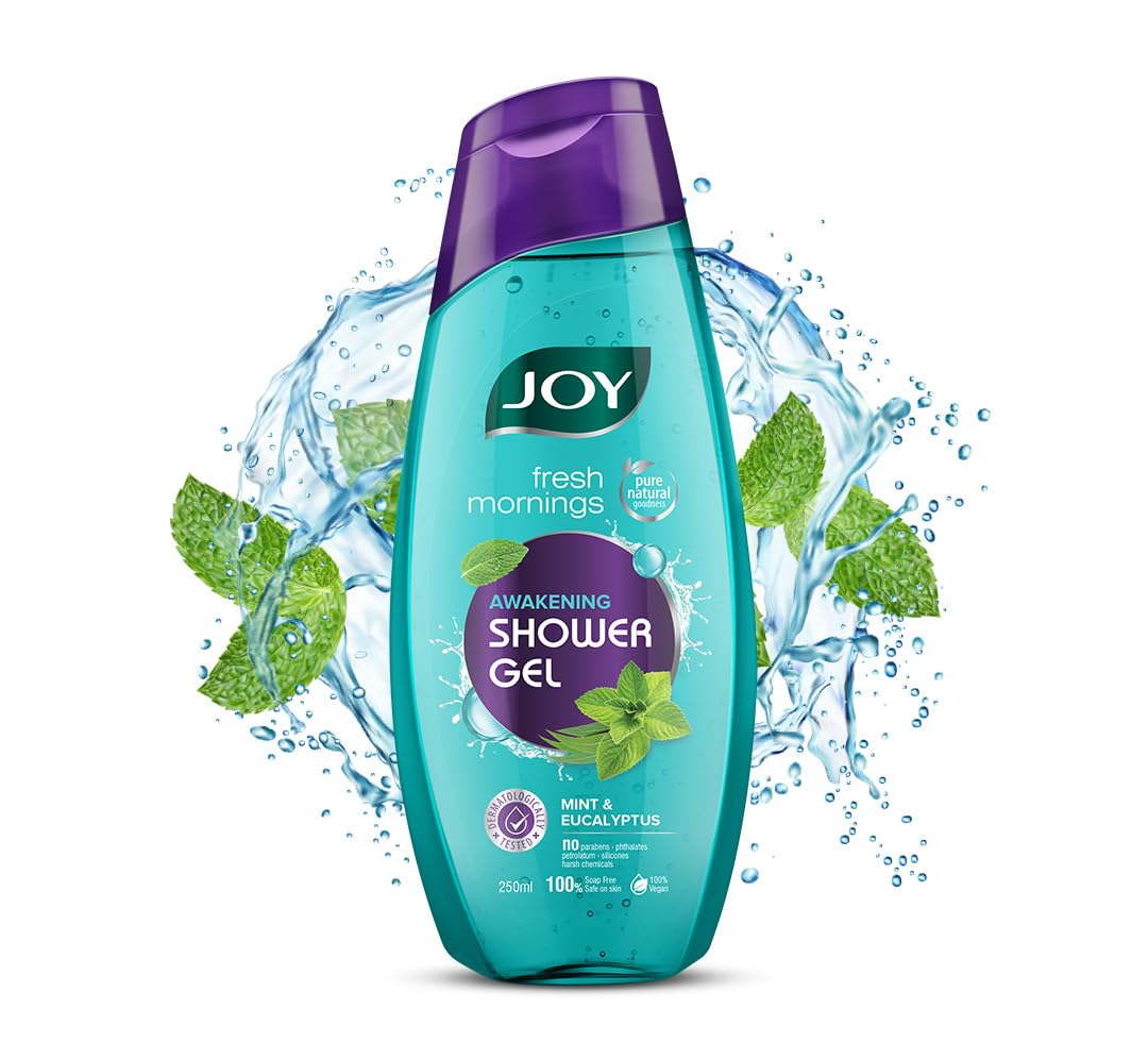 Joy Mint & Eucalyptus Shower Gel Body Wash (250 ml) | With Peppermint for Skin Cooling & Eucalyptus for Deep Cleansing | 100% Vegan Soap Free Shower Gel For All Skin Types | Paraben Free