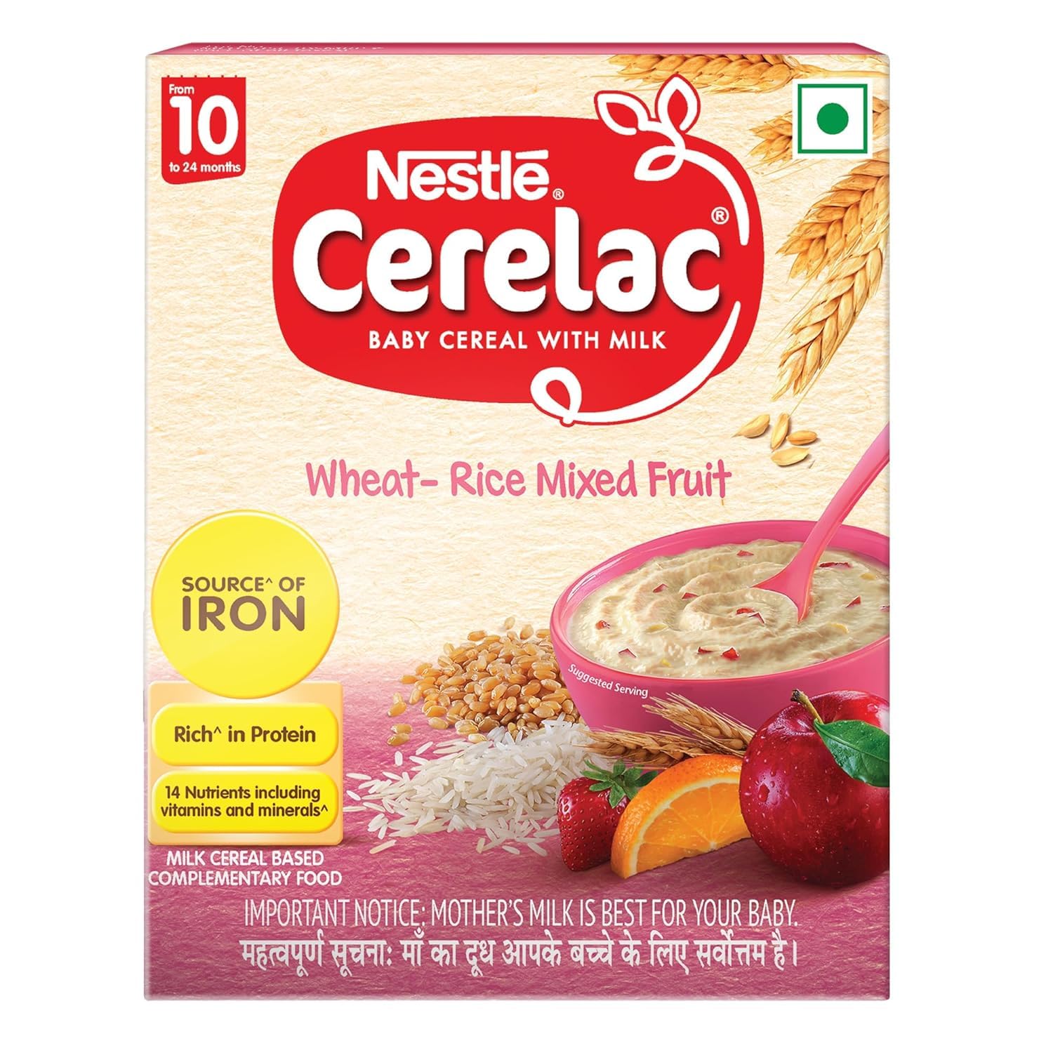 Nestle Cerelac Baby (10 months+) Cereal with Milk, Iron, Vitamins & Minerals | Wheat Rice Mix Fruit