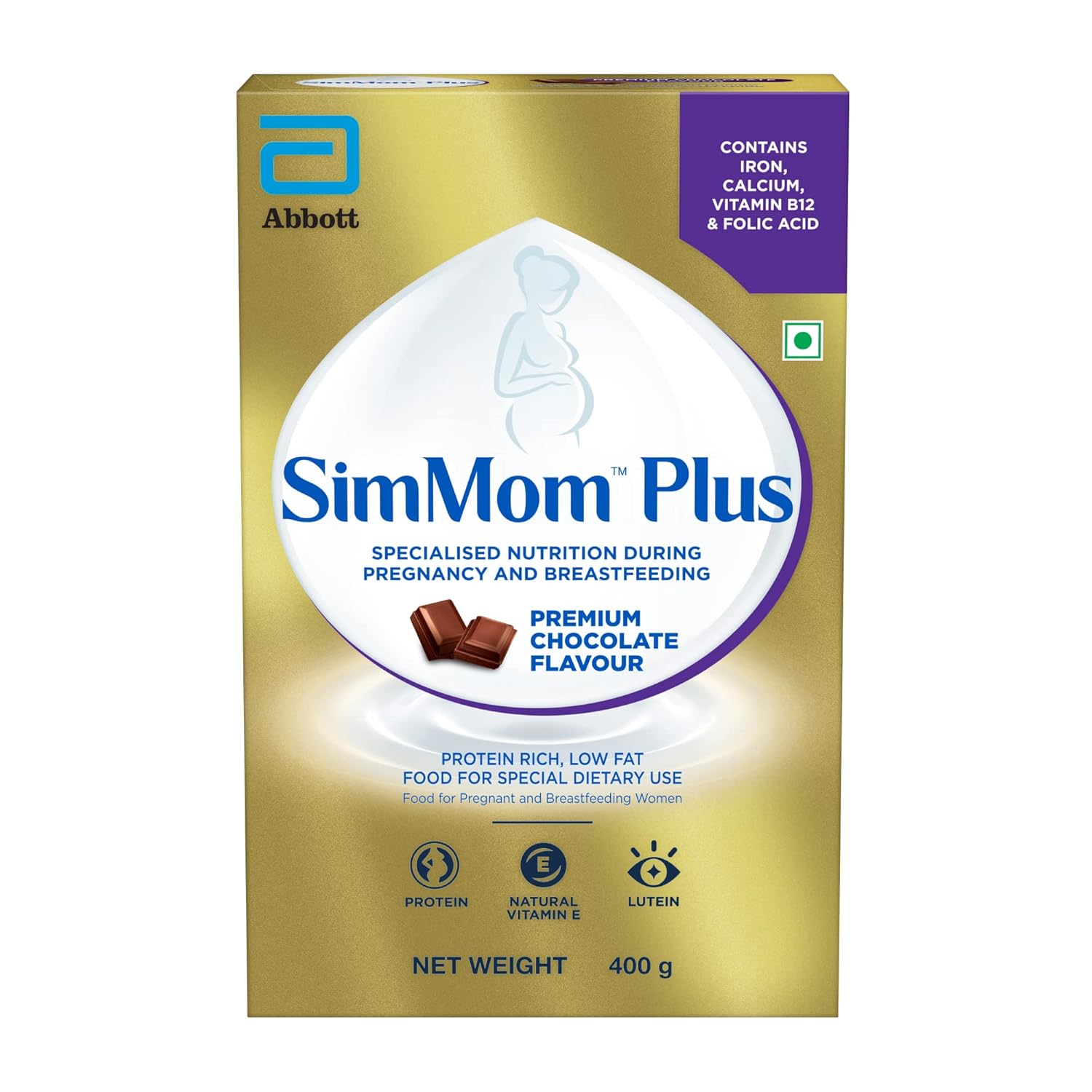 SimMom Plus Maternal Nutrition with DHA Health Drink - 400g (Premium Chocolate Flavour)