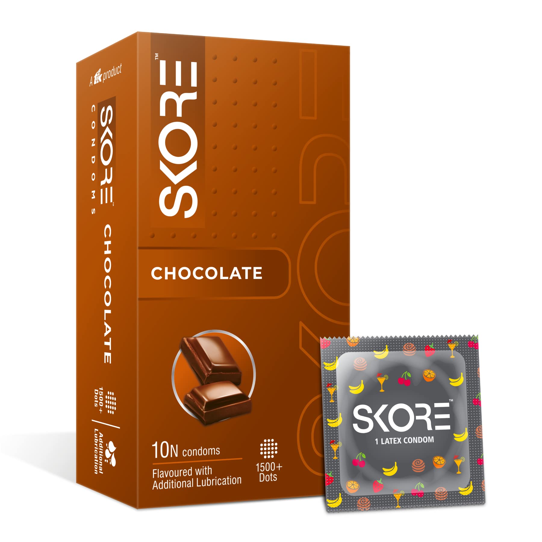 Skore Flavored Dotted & Coloured Condoms | Flavour Chocolate