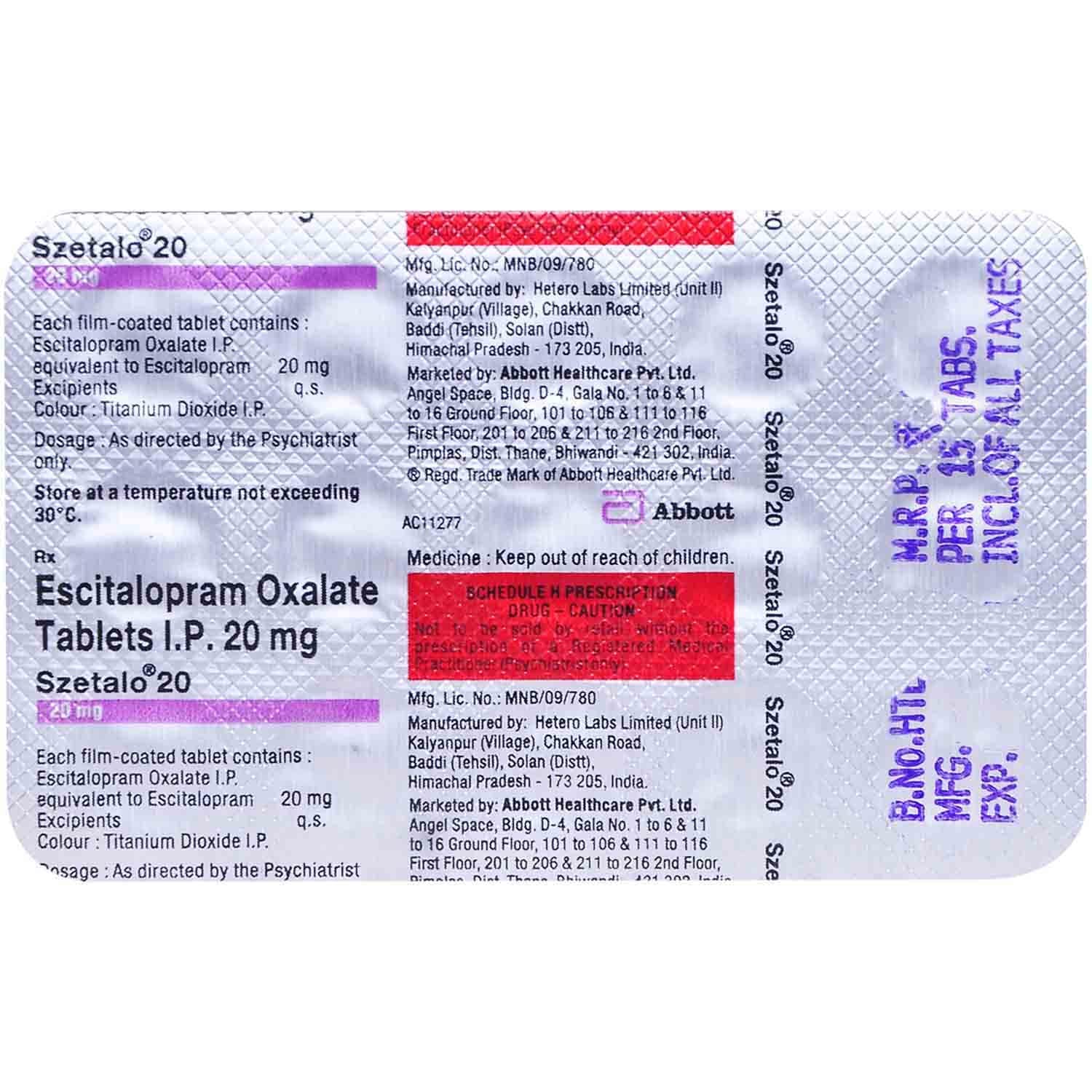 Szetalo 20 Tablet