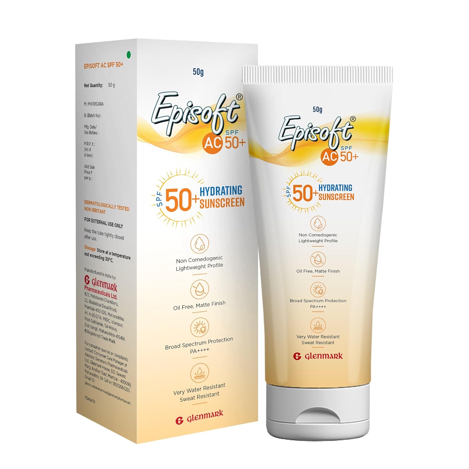 Episoft AC SPF 50+ Hydrating Sunscreen 50gm