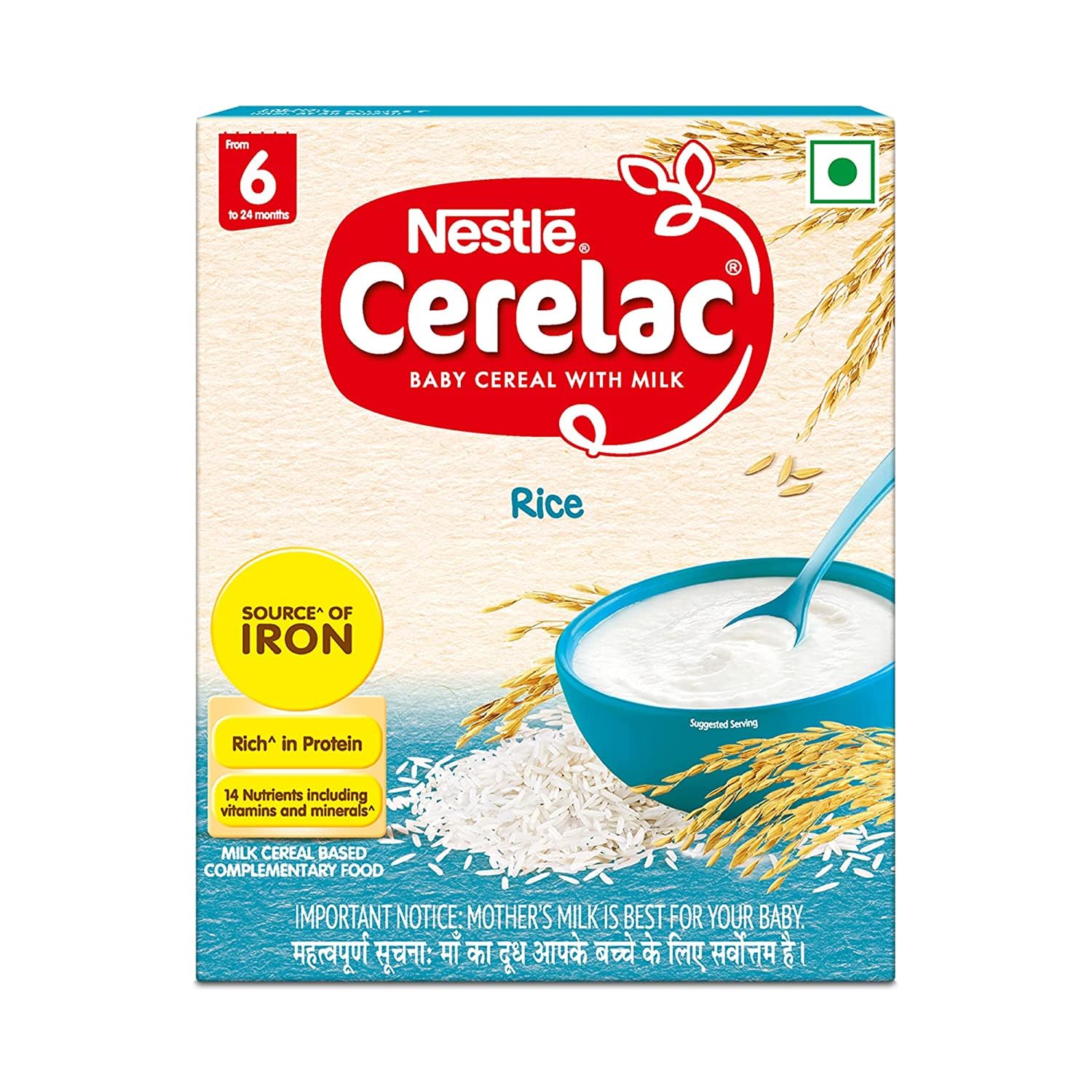 Nestle Cerelac Baby Cereal with Milk & Iron (from 6 to 24 Months) | Rice