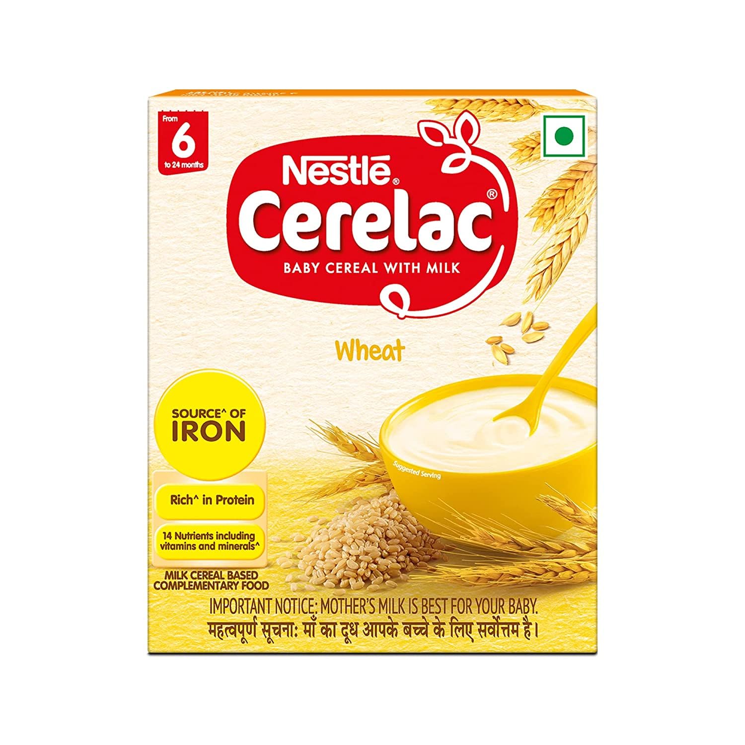 Nestle Cerelac Baby Cereal with Milk & Iron (from 6 to 24 Months) | Wheat