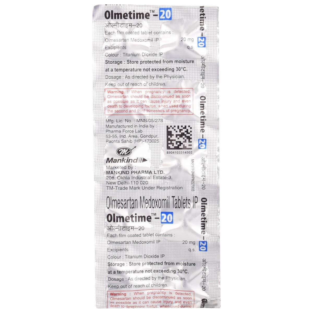 Olmetime 20 Tablet