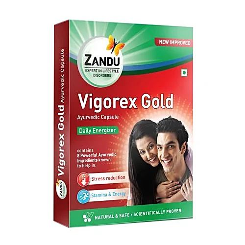 Zandu Vigorex Gold Capsule | Manages Stress & Builds Energy & Stamina 10's