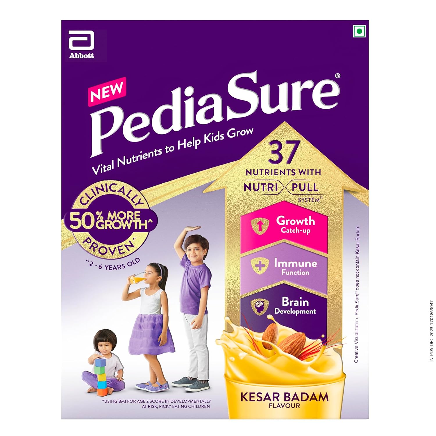 PediaSure Scientifically Designed Nutritional Drink for Kids Growth Kesar Badam 200gm