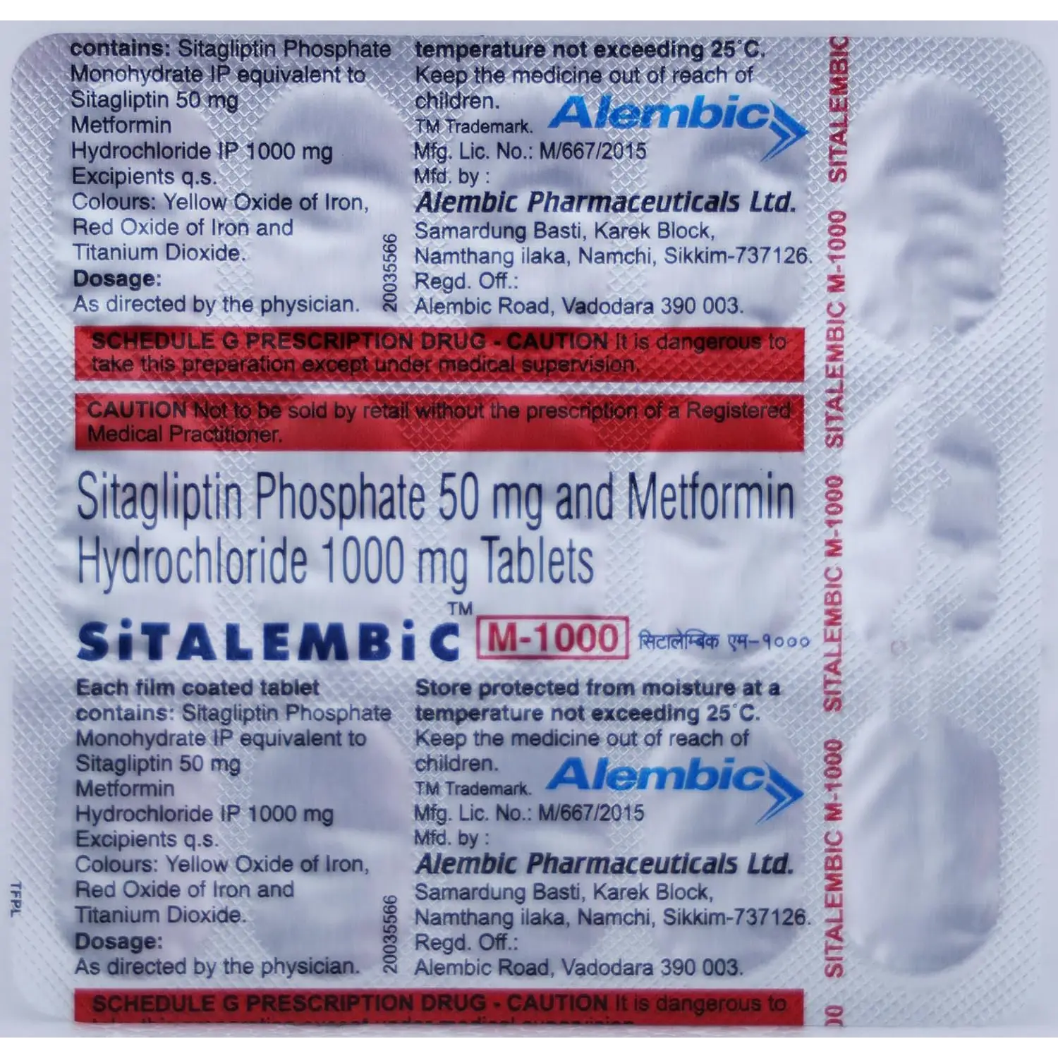 Sitalembic MD 10mg/1000mg/100mg Tablet