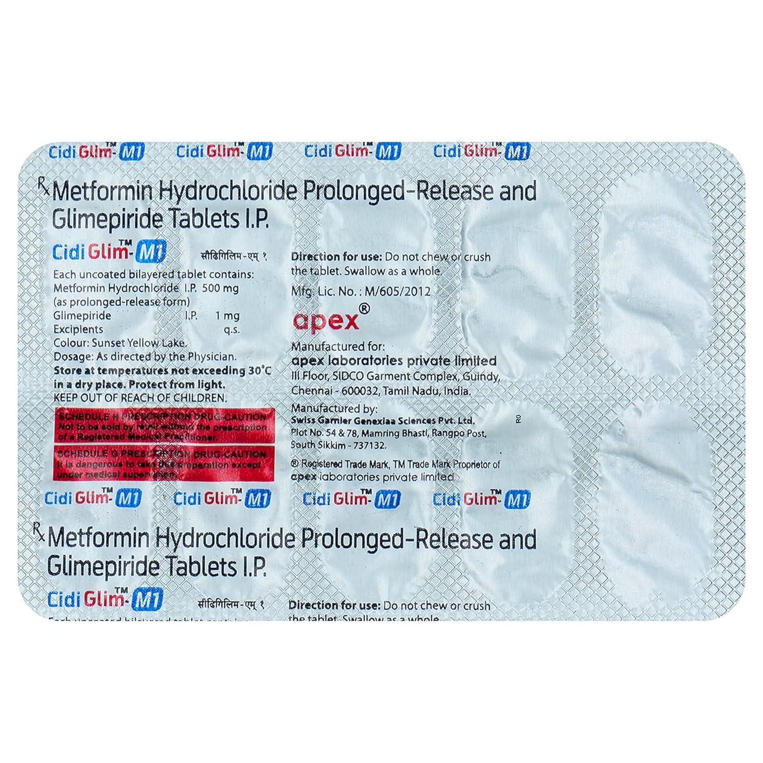 Cidiglim M 1mg/500mg Tablet