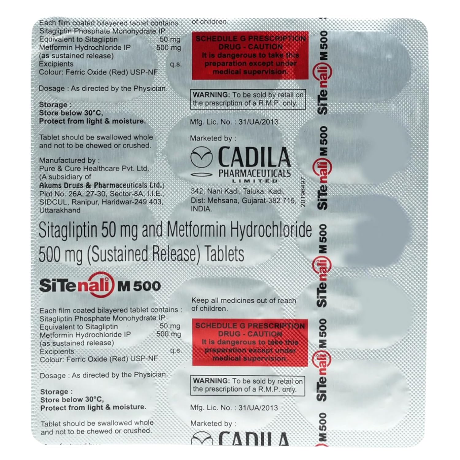 Sitenali M 50mg/500mg Tablet