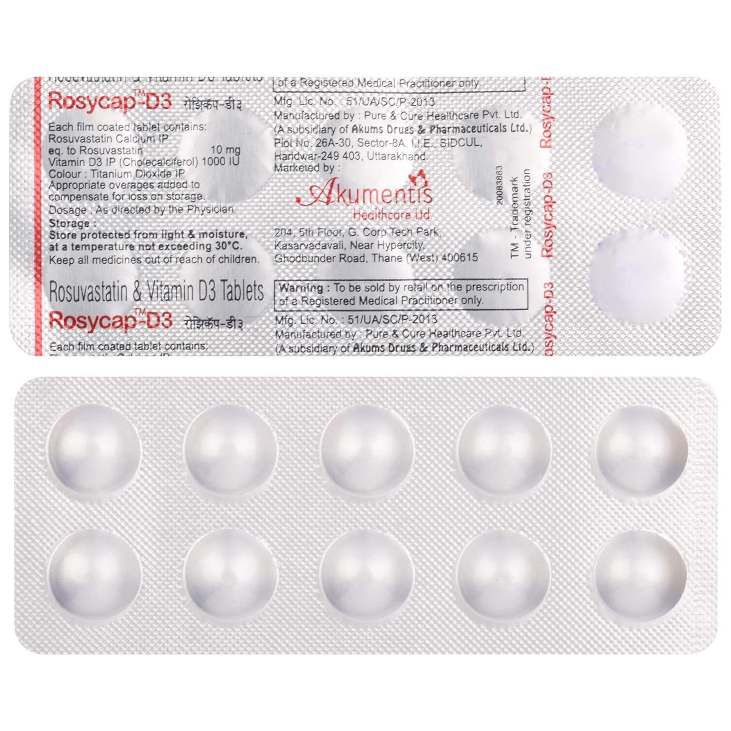 Rosycap D3 10 mg/1000 IU Tablet