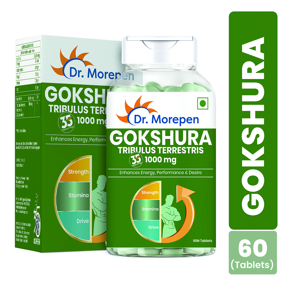 Dr. Morepen Gokshura 1000mg Tablet | For Energy, Performance, Strength & Stamina