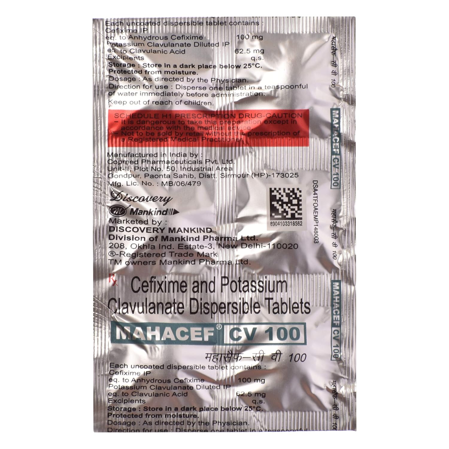 Mahacef-CV 100 mg/62.5 mg Tablet