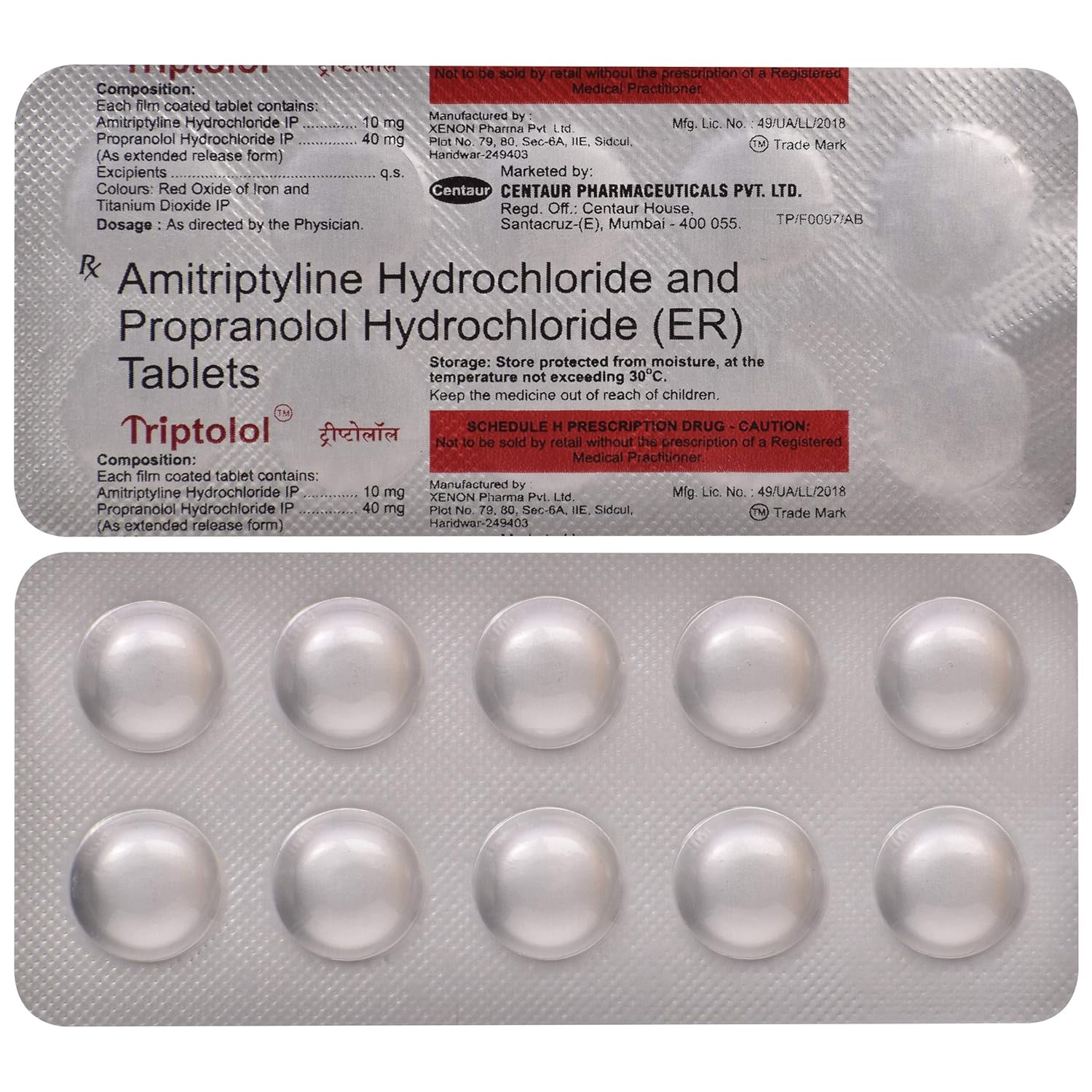 Triptolol 10mg/40mg Tablet