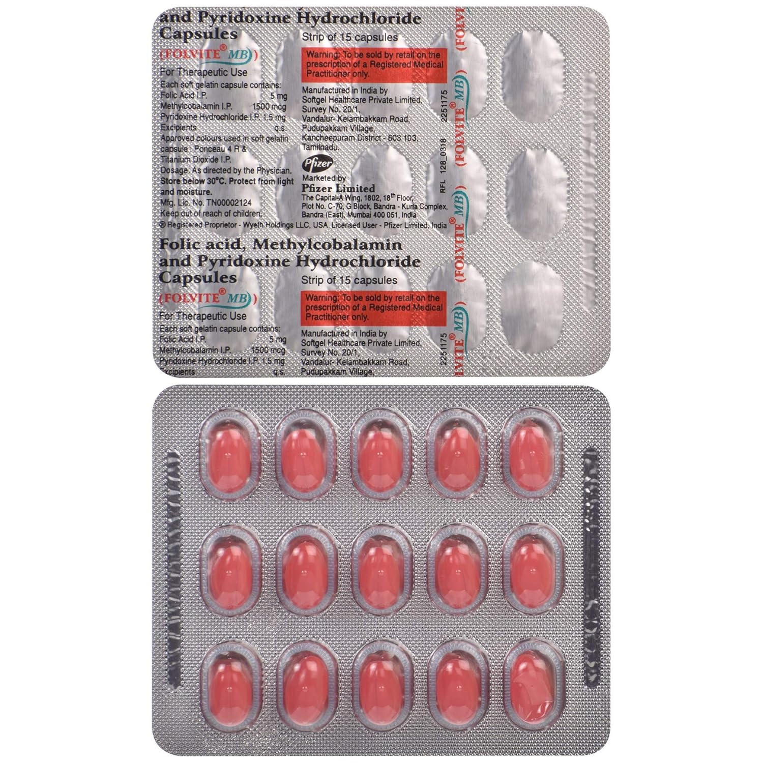 Folvite MB Capsule with Folic Acid, Methylcobalamin & Pyridoxine