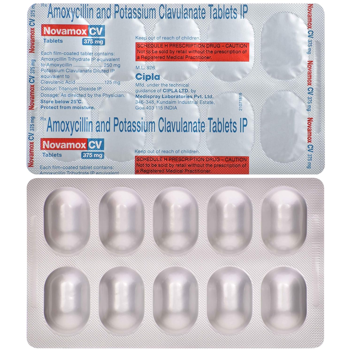 Novamox CV 375mg Tablet