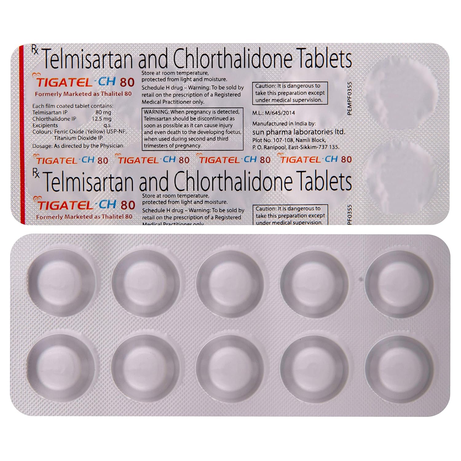 Tigatel-CH 80mg/12.5mg Tablet