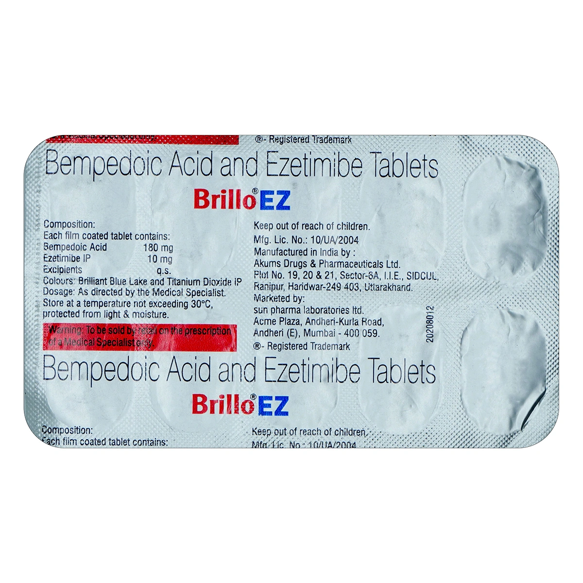 Brillo EZ 180mg/10mg Tablet