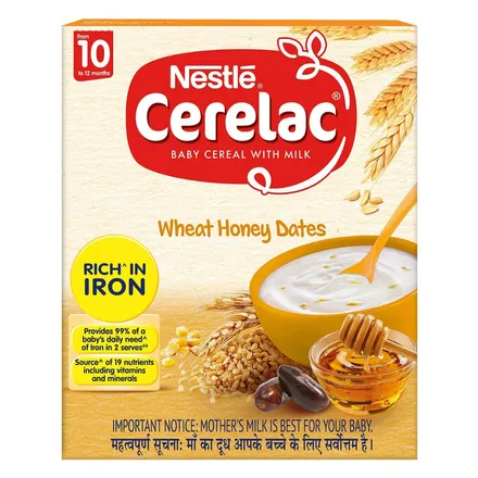 Nestle Cerelac Baby (10 months+) Cereal with Milk, Iron, Vitamins & Minerals | Wheat Honey Dates